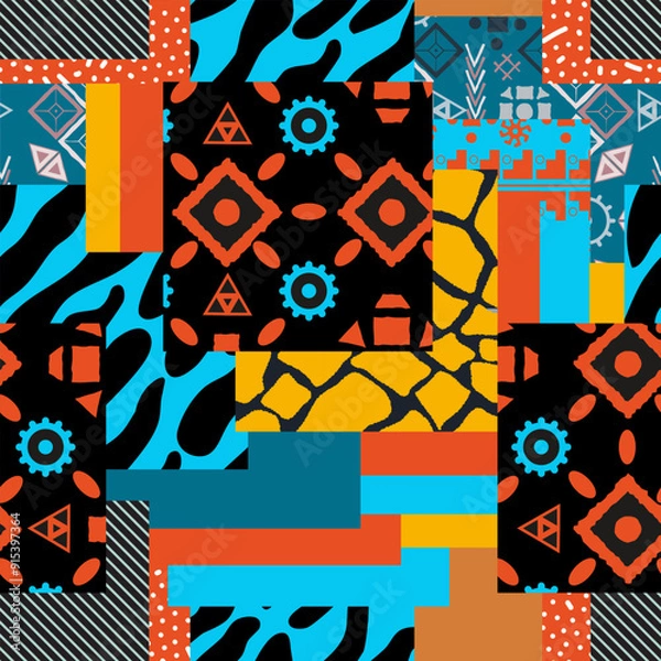 Fototapeta patchwork abstract seamless background with different textures boho