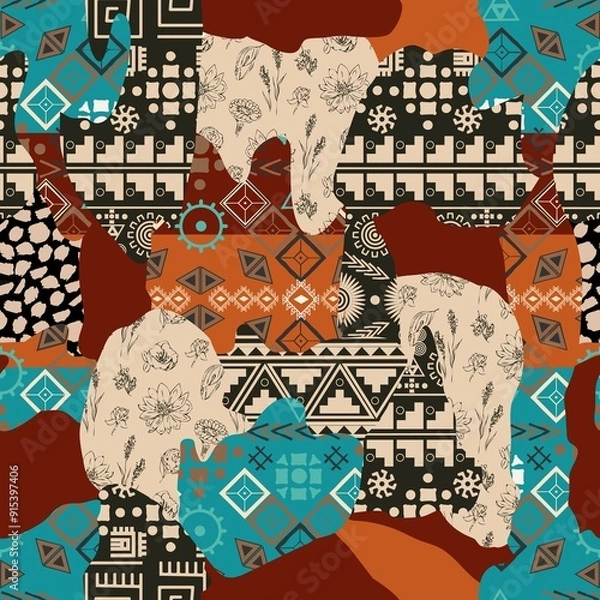 Obraz Seamless pattern abstract spots boho