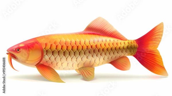 Fototapeta 3D Arowana fish in white background vector image