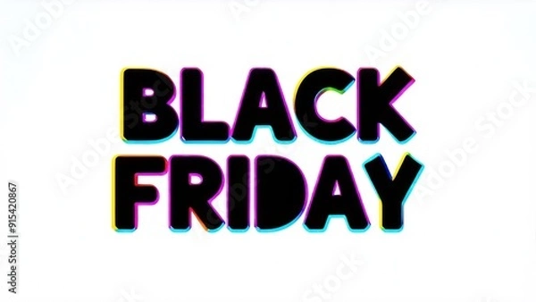 Fototapeta 3D text "black Friday" on a red background, in vibrant colors, with simple shapes