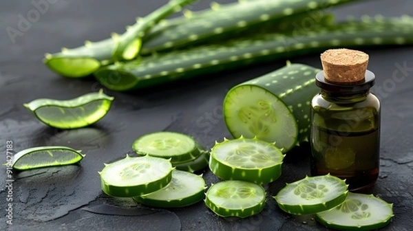 Fototapeta Realism Skin Support Supplement with Aloe Vera and Cucumber Extract for Natural Skin Health and Radiance