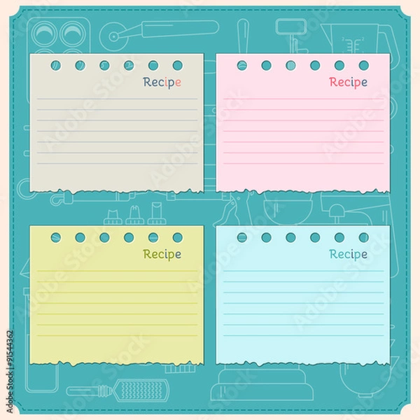 Obraz Meal recipe template vector design with food icons and elements