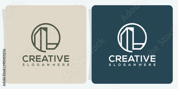 Fototapeta collection of L logo designs with skyscrapers