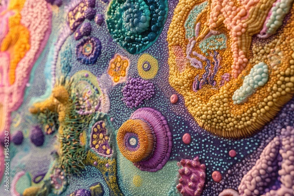 Fototapeta Intricate Cellular Structures Showcasing a Colorful and Detailed Microcosm