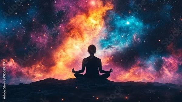 Fototapeta Cosmic Meditation Journey into Vibrant Galaxy Universe
