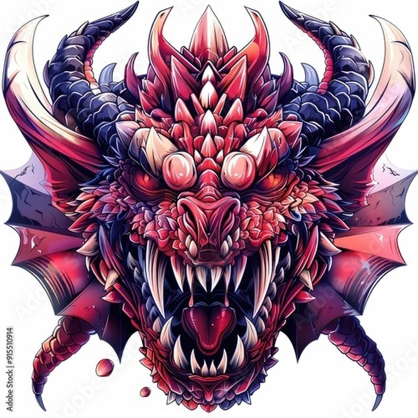 Fototapeta Red Skeleton Dragon Monster Head