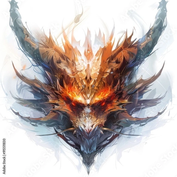 Fototapeta Red Skeleton Dragon Monster Head