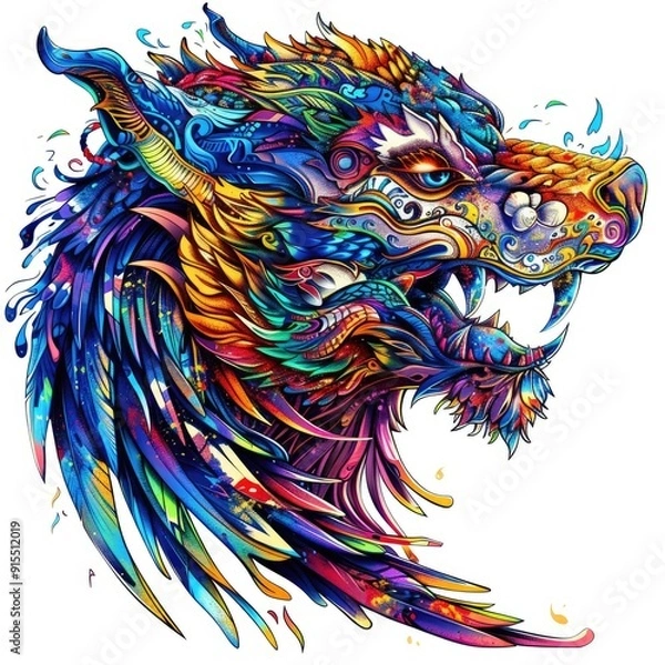 Fototapeta Red Skeleton Dragon Monster Head