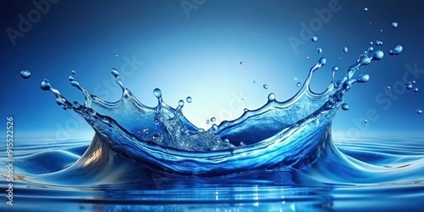 Obraz Blue background with splashing water droplets dancing like waves, Blue, background, water, droplets, dancing, waves