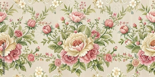 Obraz Seamless floral vintage pattern with delicate flowers and intricate details, floral, vintage, seamless, pattern, delicate