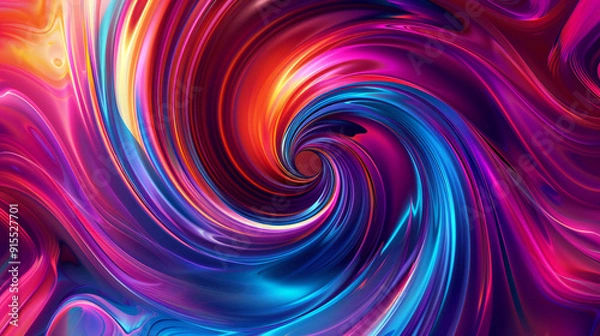Fototapeta Swirling Abstract Background Colorful Vibrant Hue Pink blue yellow circle vortex twirl spiral