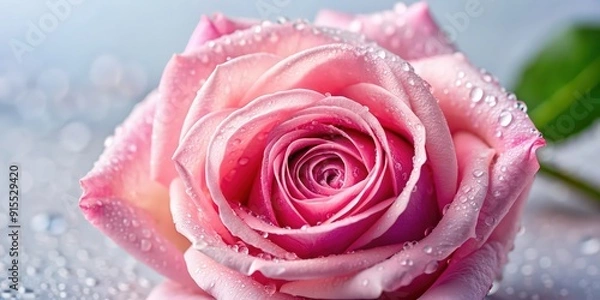 Obraz Pink rose with water droplets, symbolizing freshness and beauty, pink, rose, flower, water droplets, dew, freshness, beauty
