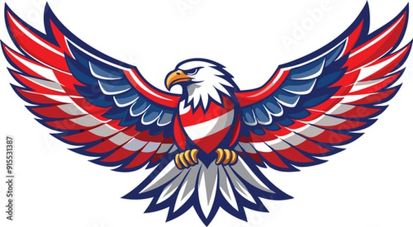 Fototapeta eagle with flag