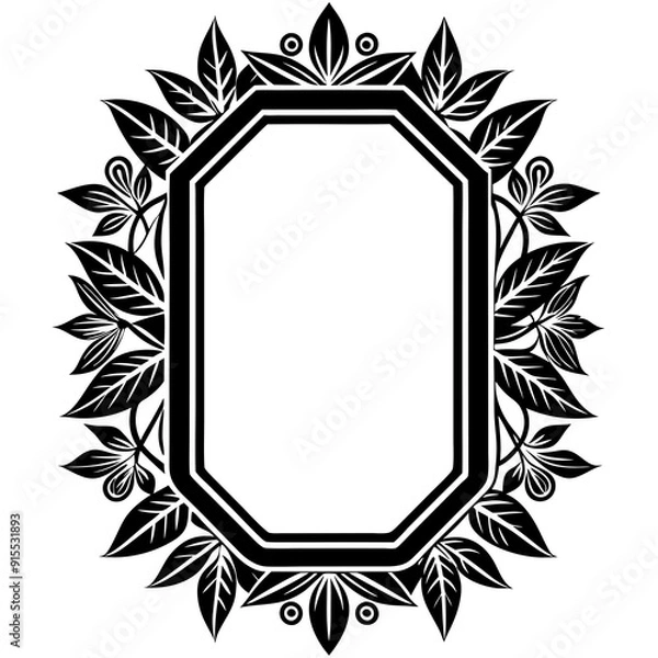 Fototapeta black elegant oval frame with ornament