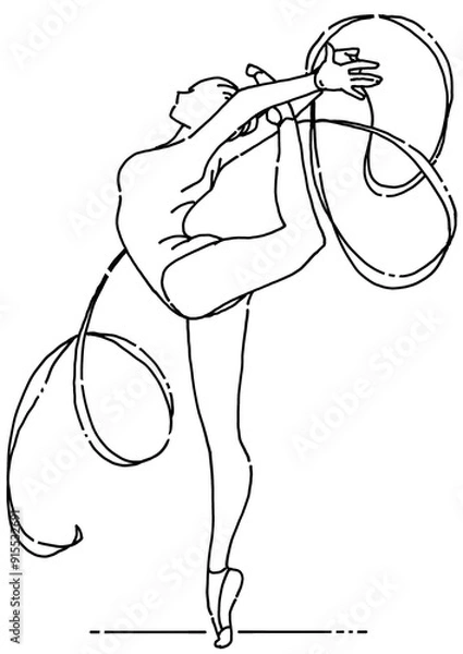 Fototapeta 新体操でリボンの演技をする女子体操選手