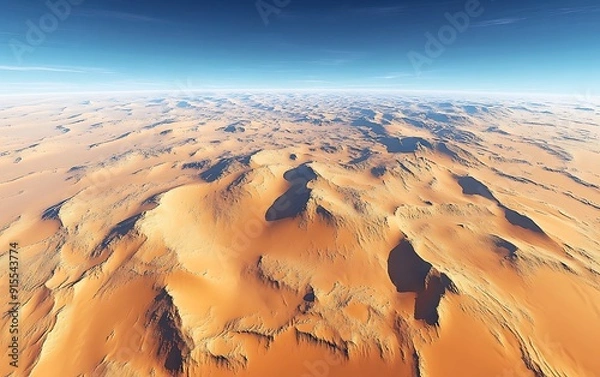 Fototapeta 3D Satellite View of the Sahara Desert with Detailed Topography