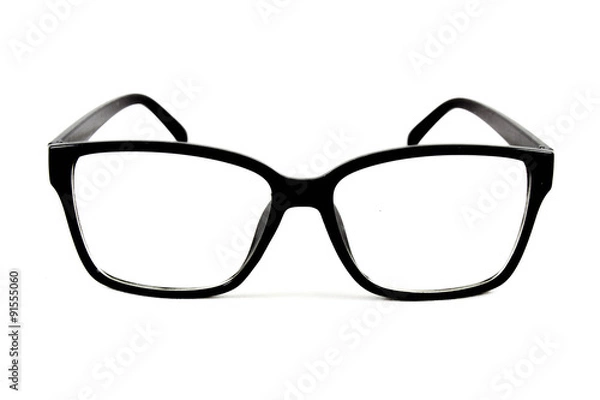Obraz Black glasses on white background