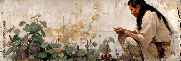 Fototapeta Produce a scene of an anthropologist studying the influence of ancient trade networks on modern economic systems