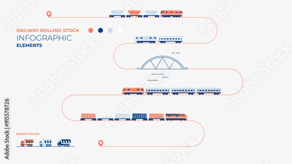 Obraz Railway rolling stock infographic elements