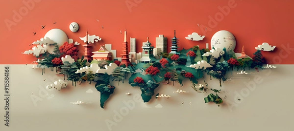 Fototapeta Produce an infographic on the impact of globalization on traditional sociocultural patterns, highlighting changes and adaptations