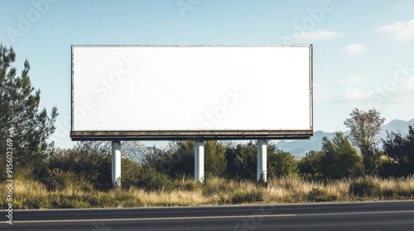Fototapeta Billboard advertisement mock up with white empty screen display