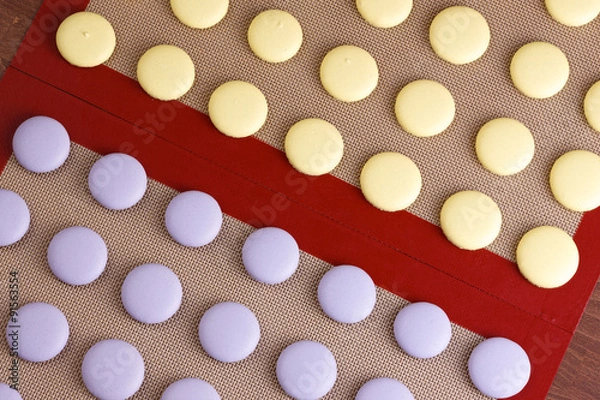 Obraz macarons on a silicone mat top view