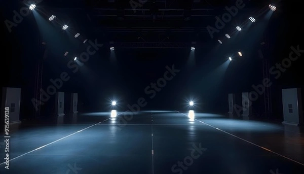 Fototapeta Empty Stage with Spotlights