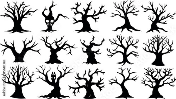 Obraz Set of silhouettes of Halloween Spooky Trees