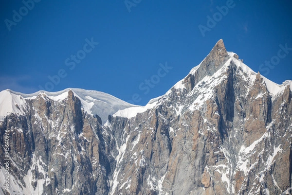 Obraz close view of the mountain peak of mont mondit near mont blanc under a sunny blue sky