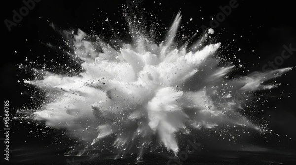 Fototapeta Dramatic White Powder Explosion Against Black..
