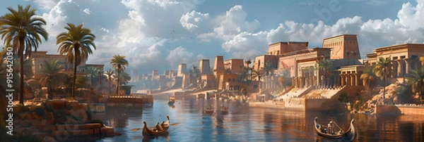 Fototapeta Visualize an archaeological reconstruction of a lost civilization, showing what the city might have looked like in its prime