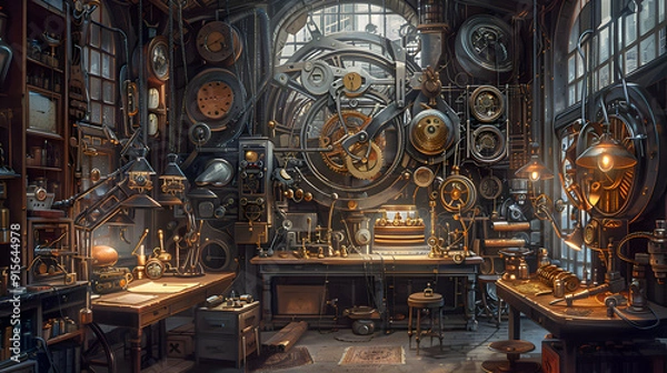 Obraz Visualize the evolution of human technology, from simple stone tools to complex machinery, over thousands of years