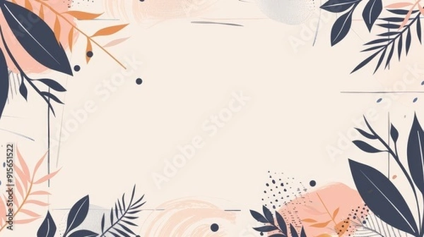 Fototapeta Abstract Simple Background with Organic Line Arts and Shapes for Social Media Posts, Covers, Prints, and Wallpaper Design