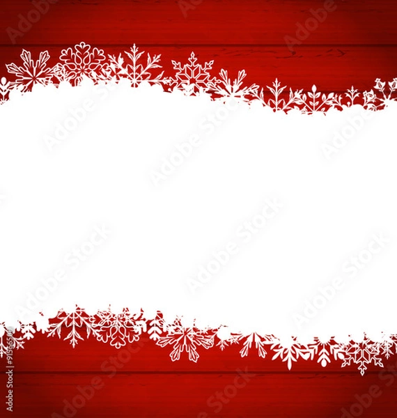 Fototapeta Christmas frame made of snowflakes with copy space for your text