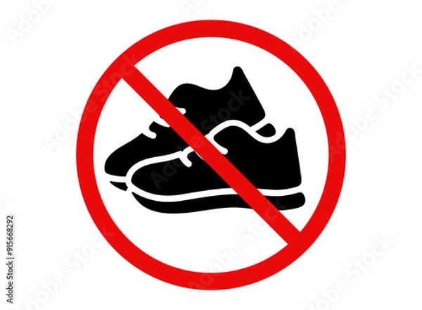 Fototapeta No shoes allowed icon. Please remove your shoes sign. Please take off your shoes illustration. Vector no shoes symbol.