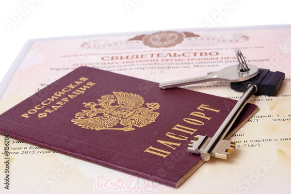Obraz Паспорт, ключи и свидетельство о собственности