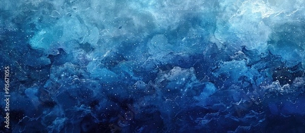 Fototapeta Space hand painted watercolor backdrop Abstract galaxy artwork Cosmic dark blue surface. with copy space image. Place for adding text or design