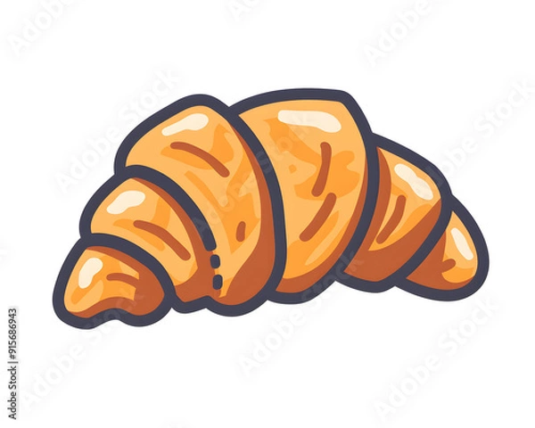 Fototapeta Vector illustration set of delicious bakery items like bread, croissant, and pastries, featuring cartoon-style designs perfect for food icons and breakfast-themed artwork