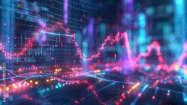 Obraz Closeup display background of colorful data and lights