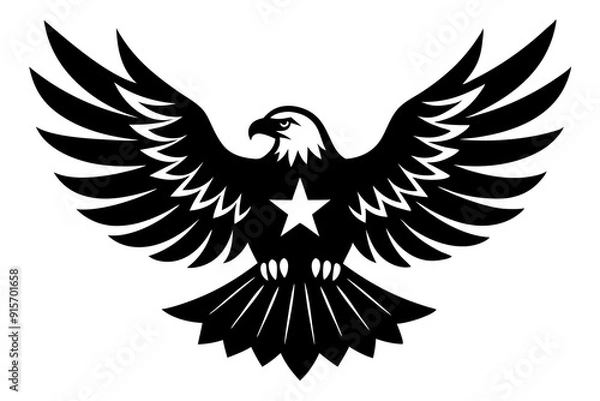 Obraz Patriotic Eagle vector silhouette on white background