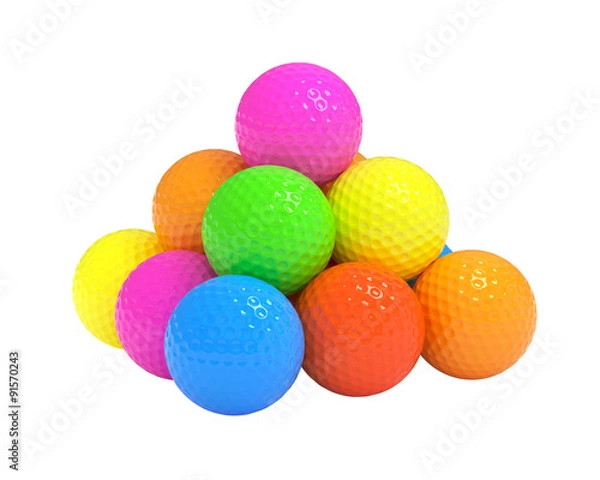 Obraz Isolated golf ball pyramide with clipping path
