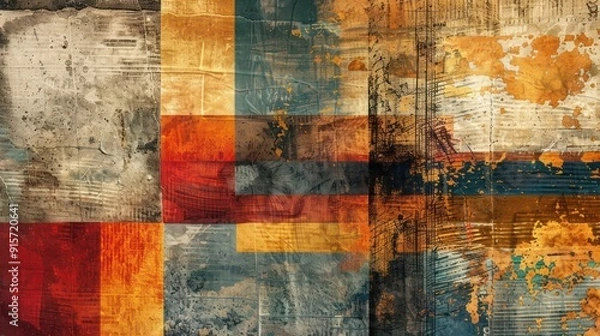 Fototapeta Abstract Background, a contemporary collage of mixed media with tonal textures, showcasing intricate patterns and rich shades