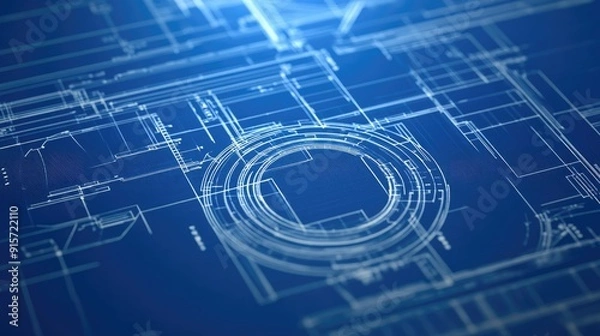 Fototapeta Technical blueprints in abstract innovation