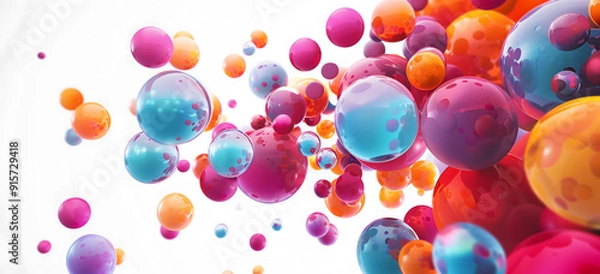 Fototapeta Red Yellow balls flying on white background 3d rendering illustration Balls Design Concept