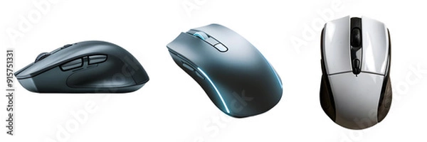 Fototapeta Wareless computer mouse set isolated with whit and transparent background