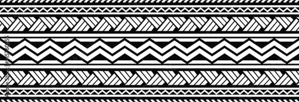 Obraz Polynesian pattern tribal tattoo border. Tribal tattoo geometric fore arm samoan band.Tattoo eps forearm samoan sleeve bracelet.Fabric seamless isolated hawaiian pattern on white background.
