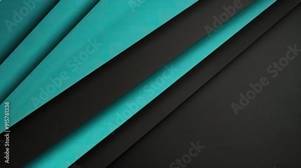 Obraz Abstract Background, bold black and vivid turquoise in a minimalist design, sharp contrast and clean lines 