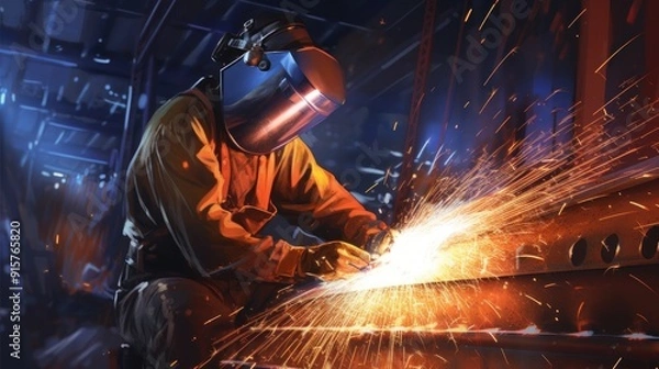 Obraz Welder Working With Sparks Flying