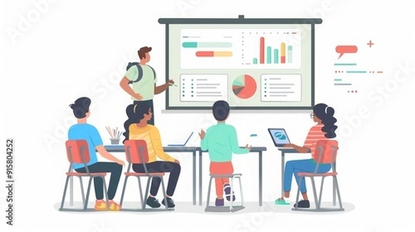 Fototapeta Business Presentation: Data Analysis and Teamwork