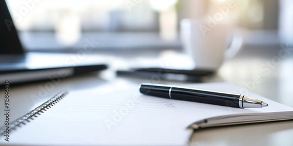 Fototapeta A detailed shot of a smart pen and digital notebook on a clean white background